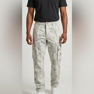 Men's Light Gray Tie-Dye Cargo Pants - Versatile Utility Style